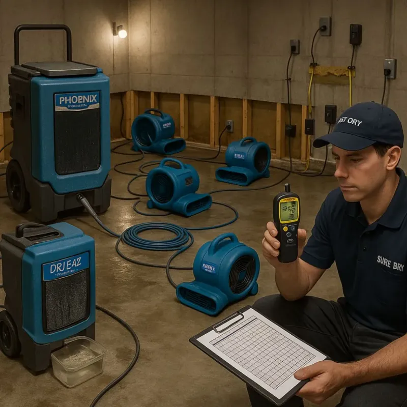 Structural Drying and Dehumidification process in Carle Place, NY